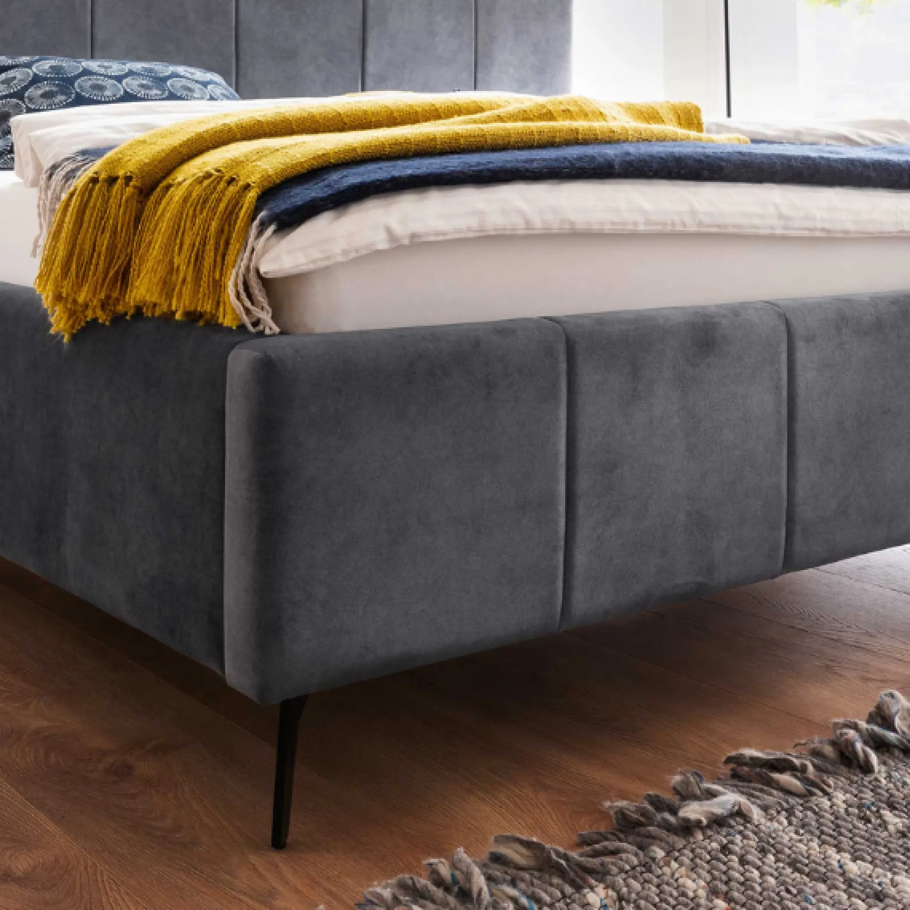 Doppelbett Lizzie 160x200cm mit Stauraum - anthrazit