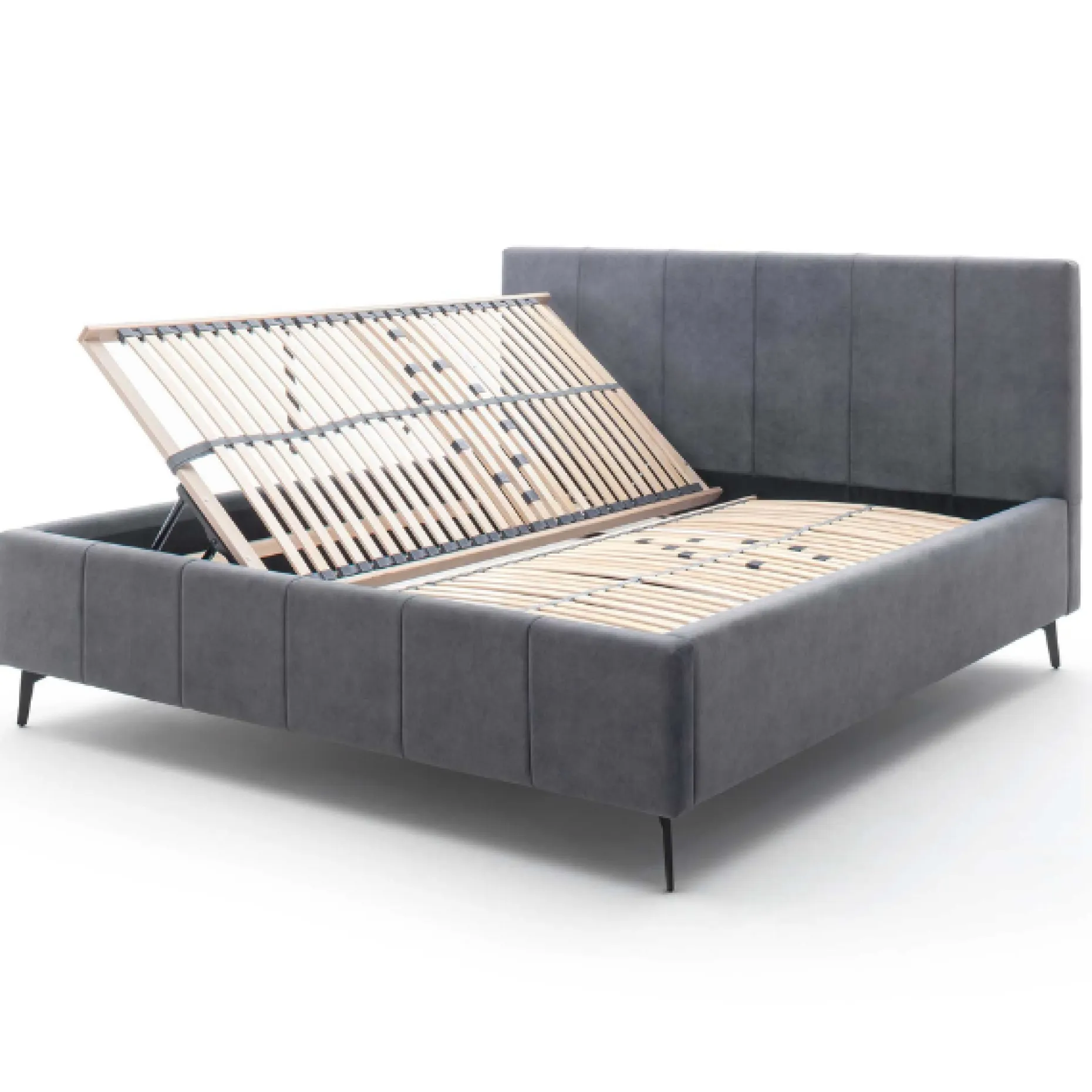 Doppelbett Lizzie 180x200cm mit Stauraum - anthrazit