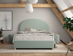 Doppelbett Maeva mit Nachttischen - 140x200cm - mit Stauraum - grün
