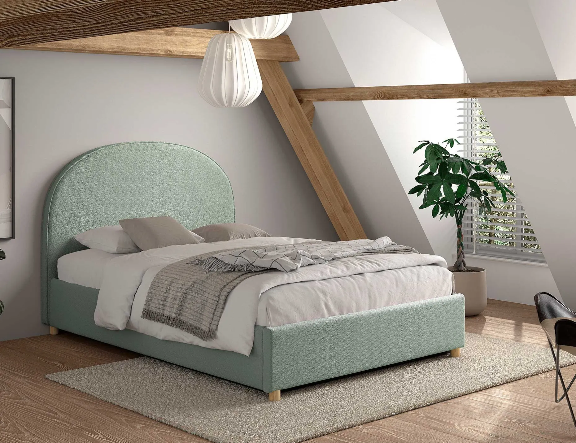 Doppelbett Maeva mit Nachttischen - 140x200cm - mit Stauraum - grün