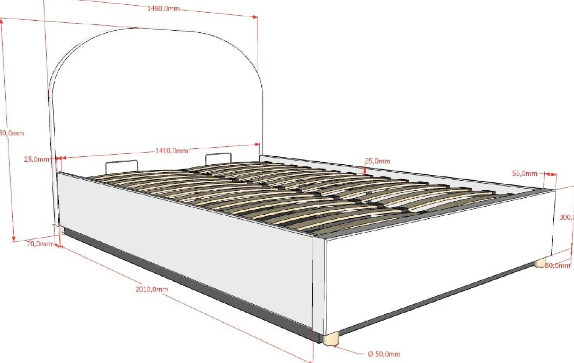 Doppelbett Maeva - 140x200cm - mit Stauraum - weiß