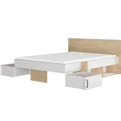 Doppelbett mit Stauraumschubladen Swivel | 160 x 194 x 80 cm | Eiche Blond Design