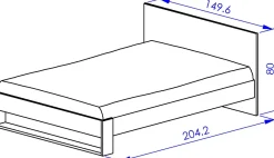 Doppelbett Nael - 140x200cm - Eiche Dekor/schwarz