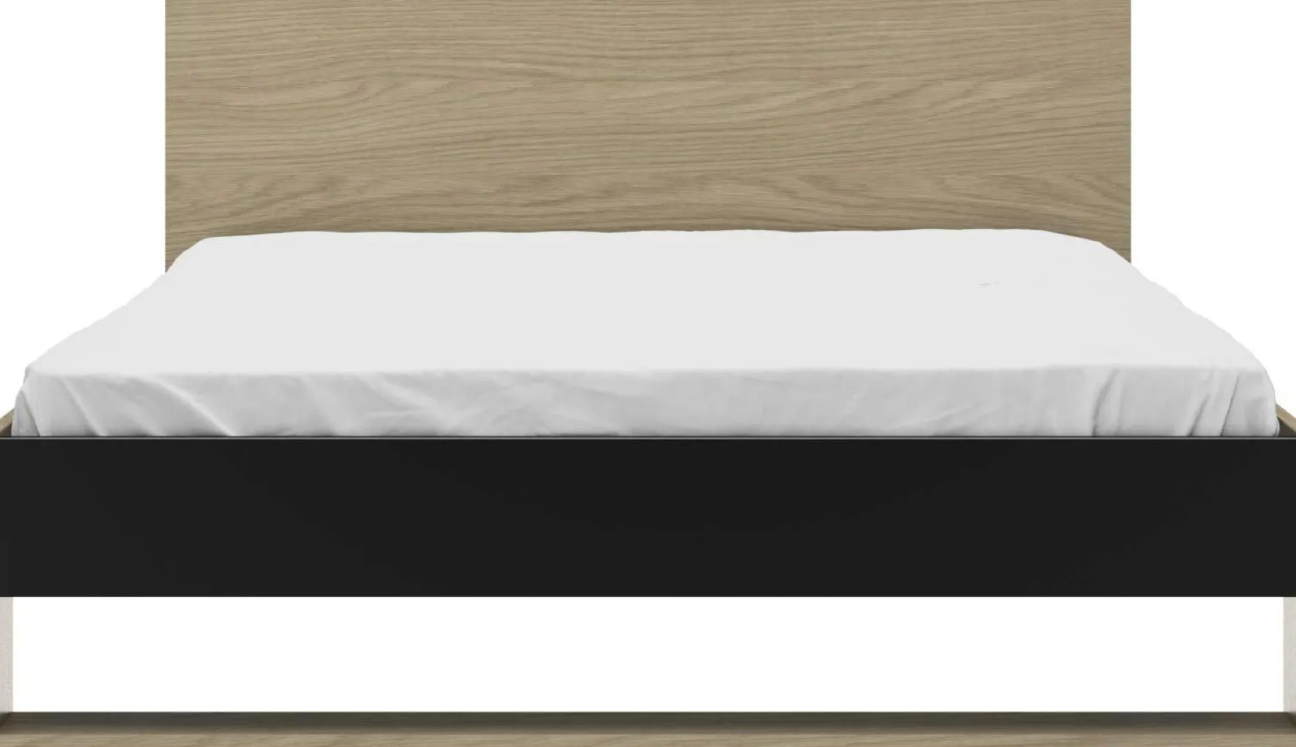 Doppelbett Nael - 140x200cm - Eiche Dekor/schwarz