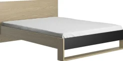 Doppelbett Nael - 140x190cm - Eiche Dekor/schwarz