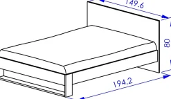 Doppelbett Nael - 140x190cm - Eiche Dekor/schwarz