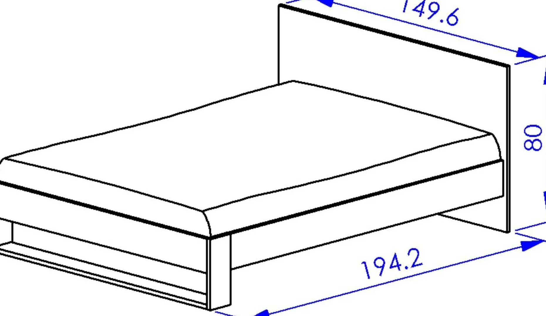 Doppelbett Nael - 140x190cm - Eiche Dekor/schwarz