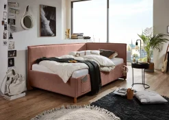 Doppelbett Ollie | Mit Rückenlehne | 140 x 200 cm | Rosa Design