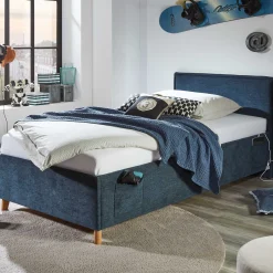 Doppelbett Ollie | 140 x 200 cm | Blaues Design