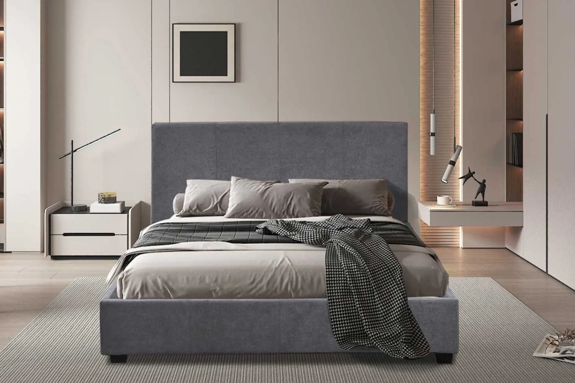 Doppelbett Romano - 140x200cm - mit Lattenrost - grau