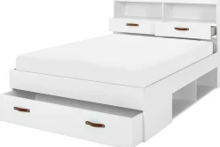 Doppelbett Sabri 140x190cm, 3 Schubladen - weiß