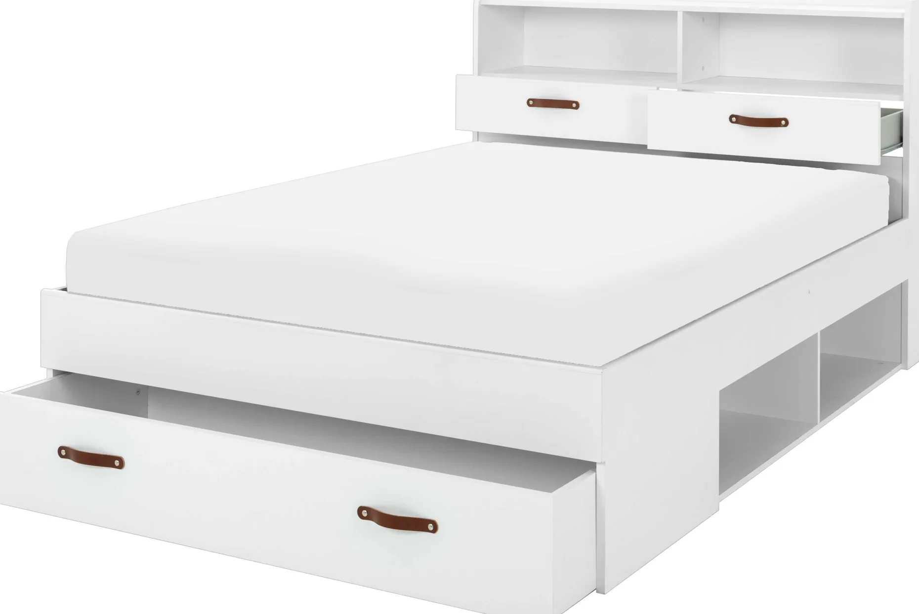 Doppelbett Sabri 140x190cm, 3 Schubladen - weiß