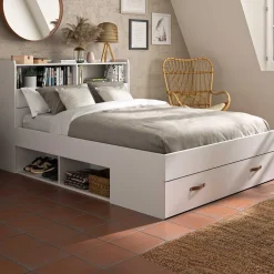 Doppelbett Sabri 140x190cm, 3 Schubladen - weiß