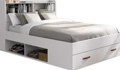 Doppelbett Sabri 140x190cm, 3 Schubladen - weiß