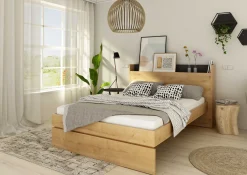 Doppelbett Sanna 160x200 - Dekor Eiche hell/schwarz