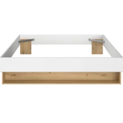 Doppelbett Stamp | 206 x 163,8 x 37,7 cm | Artisan Oak White