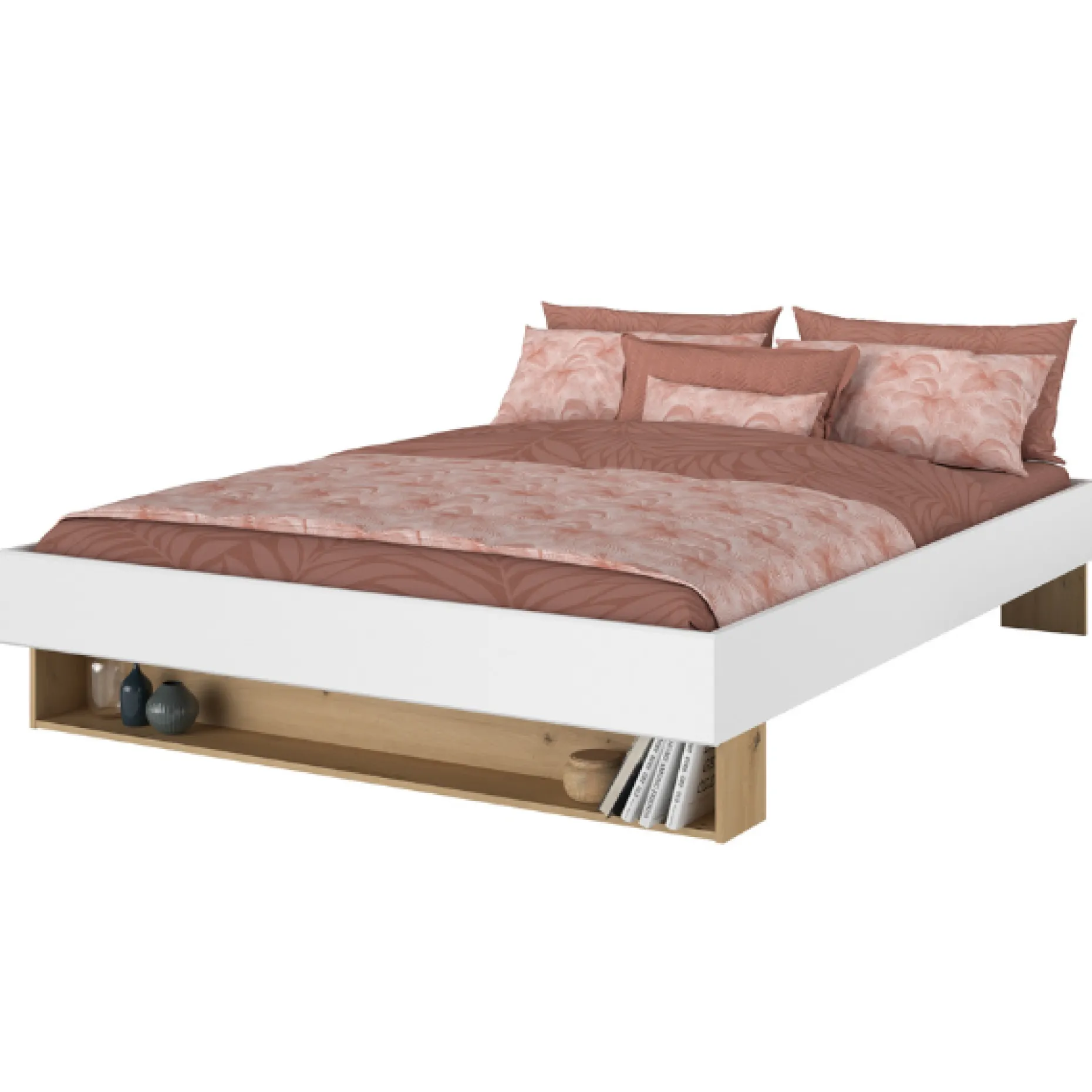 Doppelbett Stamp | 206 x 163,8 x 37,7 cm | Artisan Oak White