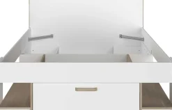 Doppelbett Sueno 140x200cm mit Stauraum - weiß/Eiche Dekor