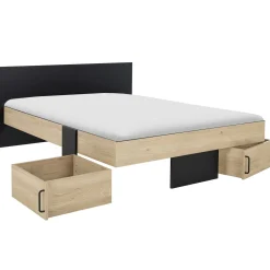 Doppelbett Swivel | 160 x 200 cm | Mit Stauraum | Helvezia Oak Design
