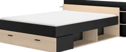 Doppelbett Tonight - 180x200cm - mit Schubladen - Eiche Dekor/schwarz