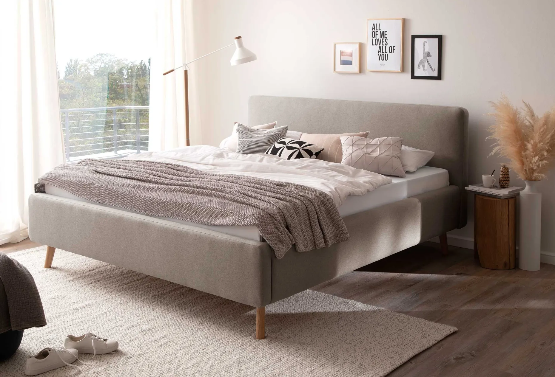 Doppelbett Tony 160x200cm mit Stauraum - taupe
