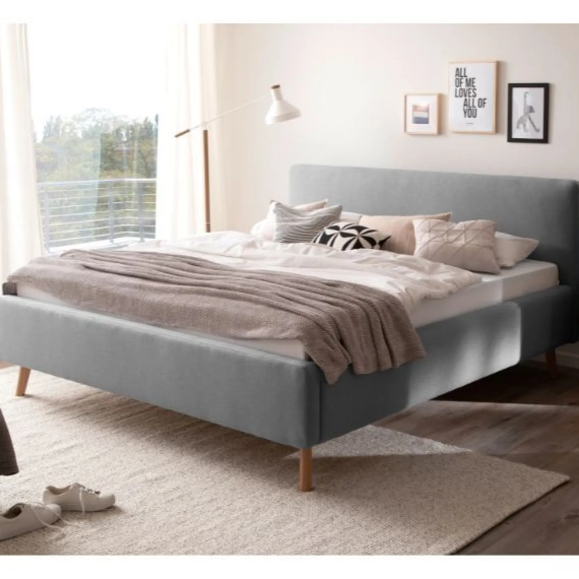Doppelbett Tony 180x200cm mit Stauraum - grau