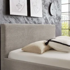 Doppelbett Velma 180x200cm Rippensamt - taupe