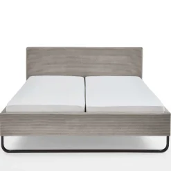 Doppelbett Velma 180x200cm Rippensamt - taupe