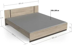 Doppelbett Watson | 188,3 x 204,3 x 71,7 cm | Braun