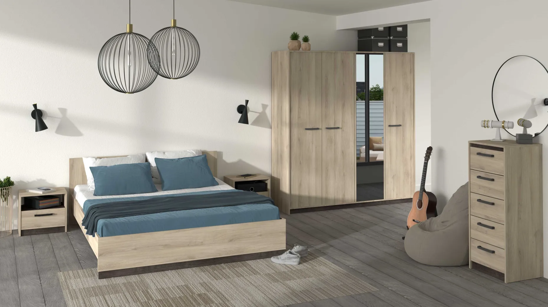 Doppelbett Watson | 188,3 x 204,3 x 71,7 cm | Braun