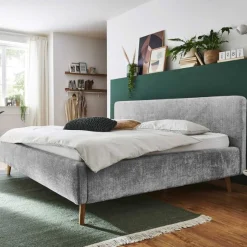 Doppelbett Younes 160x200cm mit Stauraum - grau