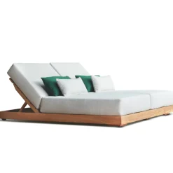 Gescova Doppelliege Kostas - Teakholz & Olefin - 160x200x33cm - ecru