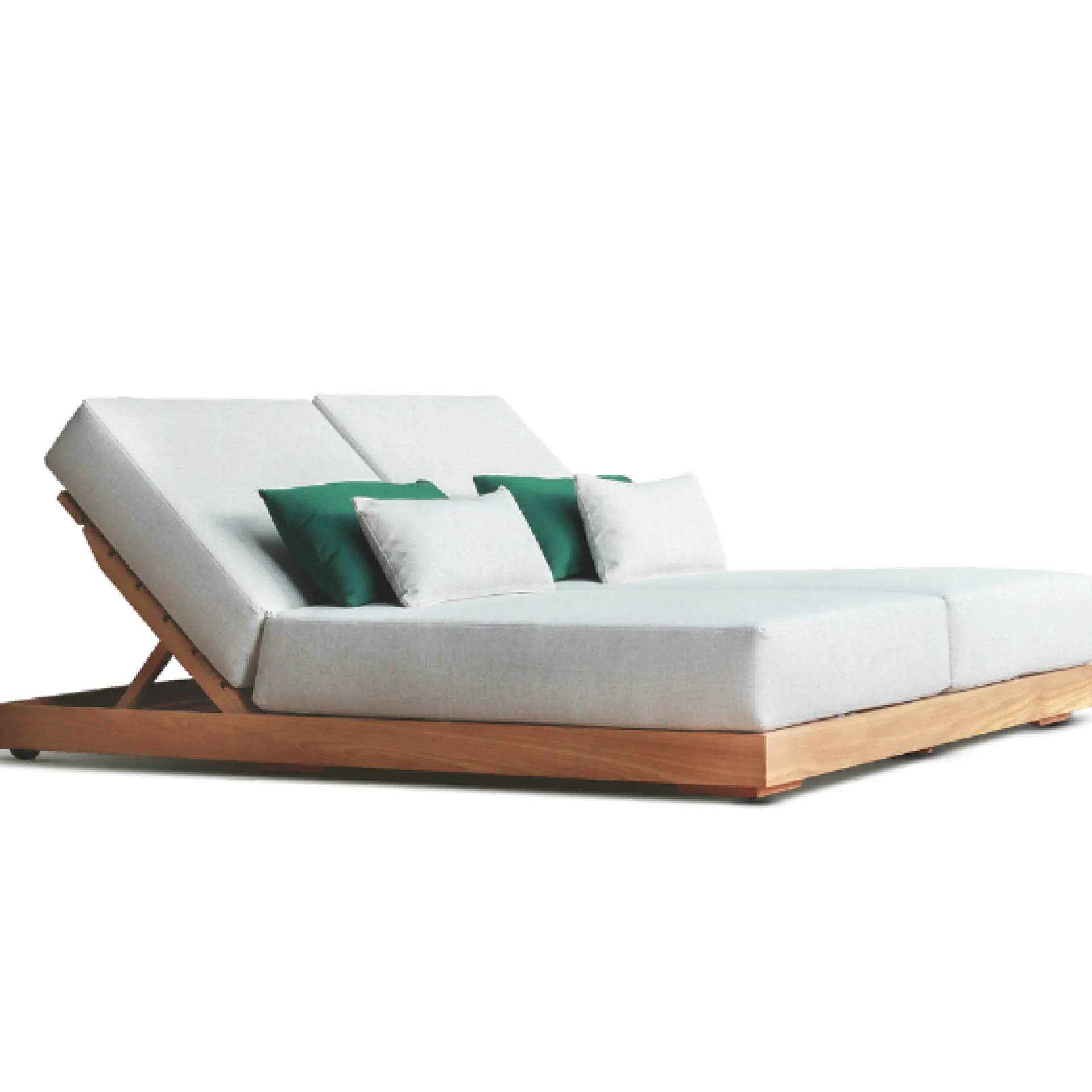 Gescova Doppelliege Kostas - Teakholz & Olefin - 160x200x33cm - ecru