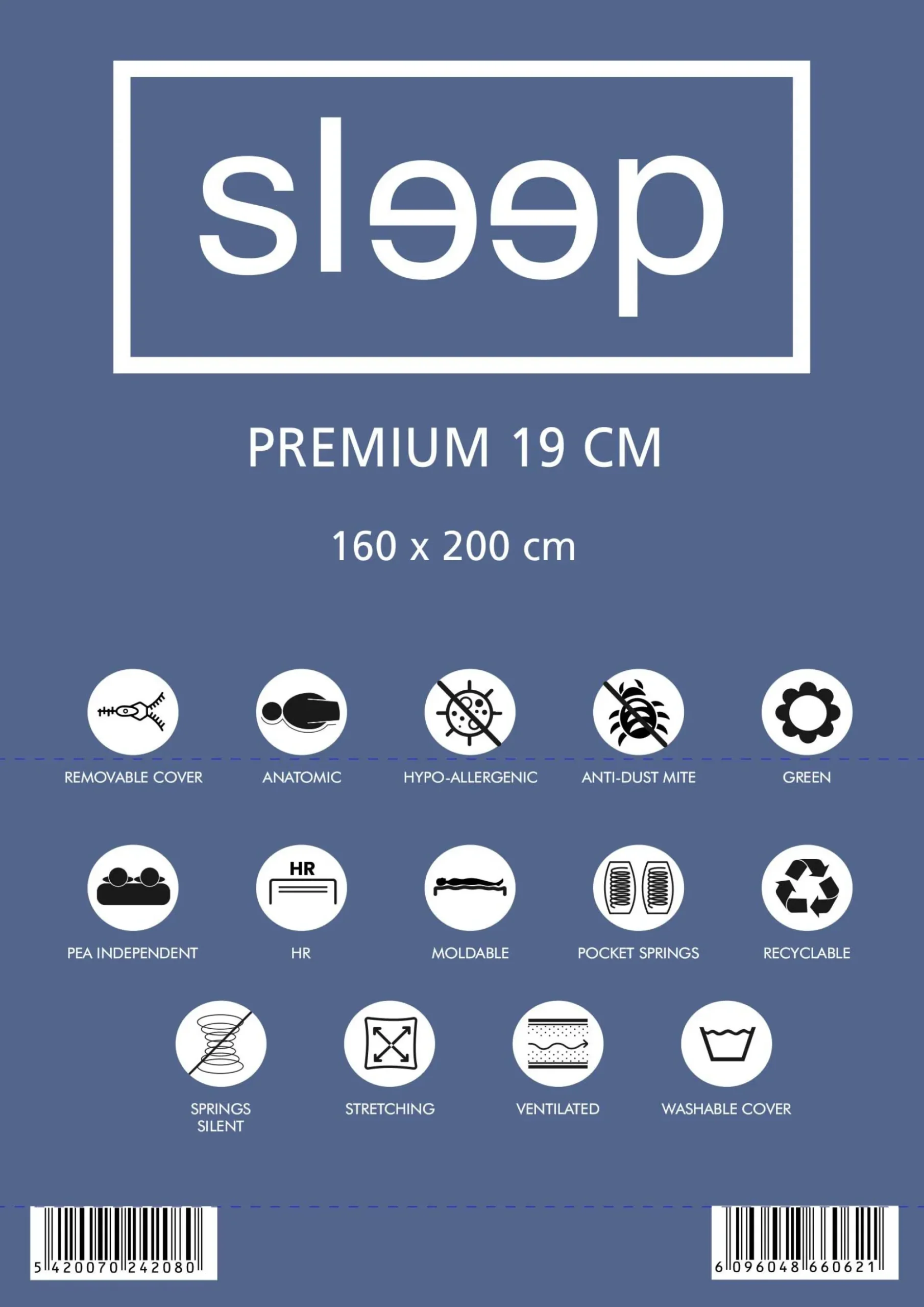 Doppelmatratze Premium Plus 160x200x19cm - Taschenfederkern