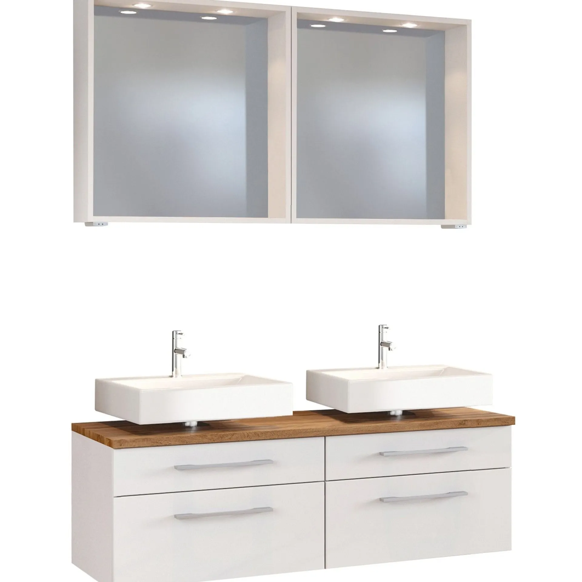 Held Doppelwaschtischschrank mit Spiegel Dasa 120cm 4 Schubladen -