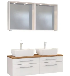 Held Doppelwaschtischschrank mit Spiegel Dasa 120cm 4 Schubladen -