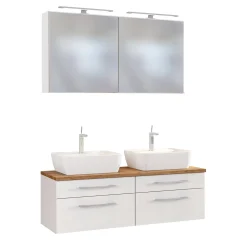 Held Doppelwaschtischschrank mit Spiegelschrank Dasa 120cm 4 Schubladen -