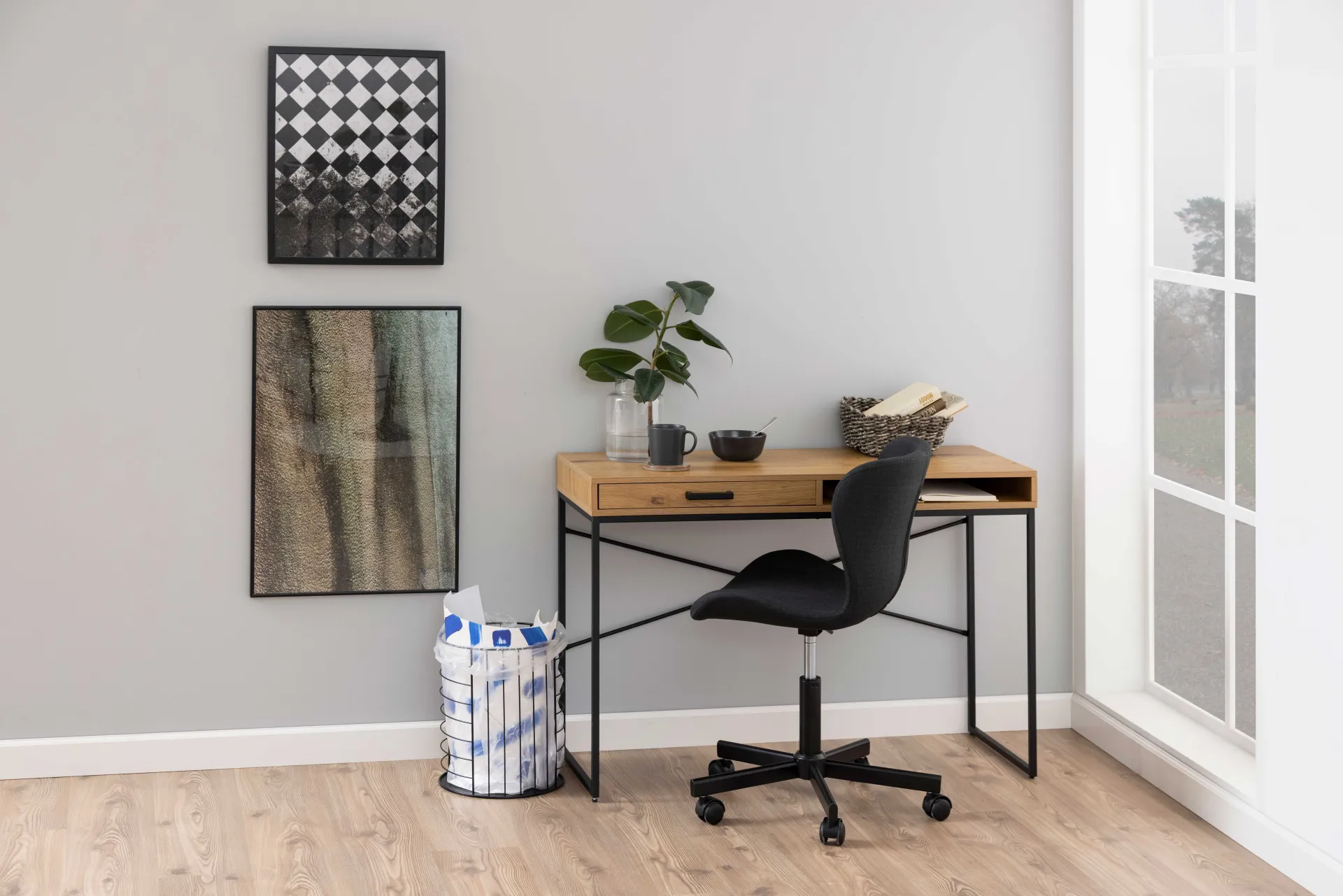 Emob Dover Schreibtisch 110cm - mit Ablageschublade - Wildeiche