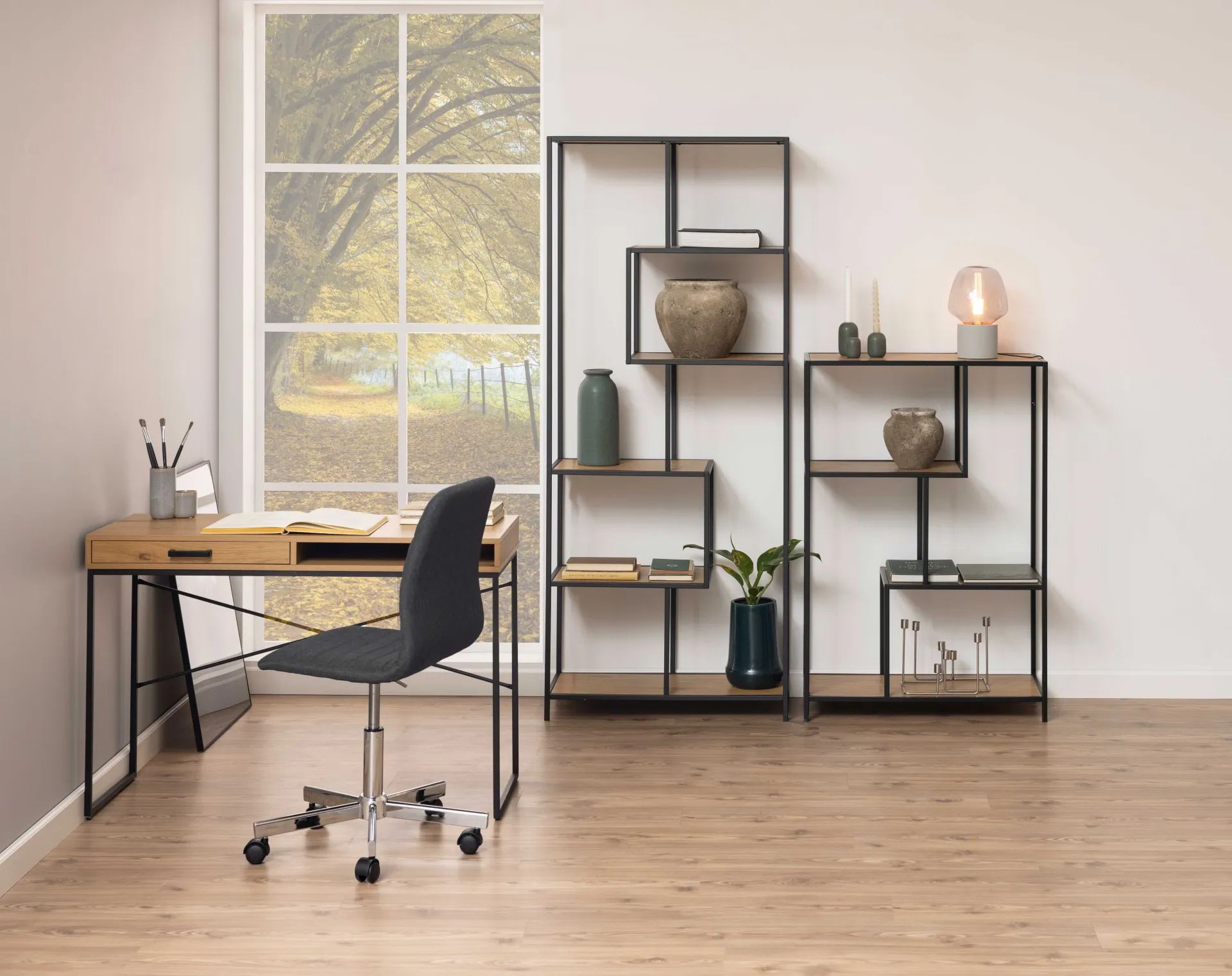 Emob Dover Schreibtisch 110cm - mit Ablageschublade - Wildeiche