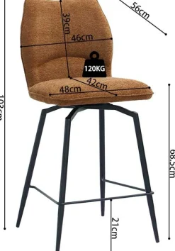 Rousseau Drehbarer Barhocker Lara | 48 x 56 x 103 cm | Rust-design