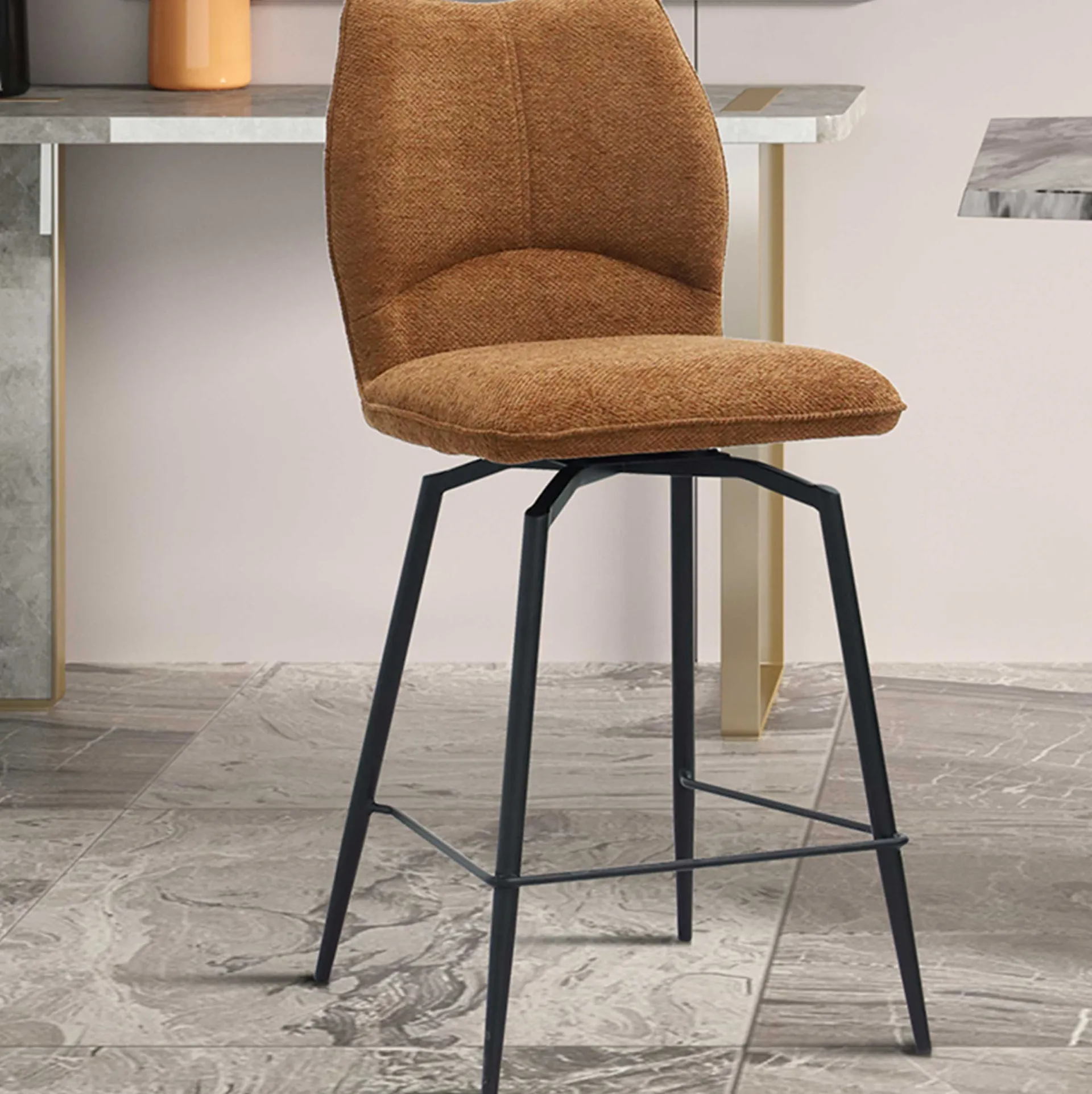 Rousseau Drehbarer Barhocker Lara | 48 x 56 x 103 cm | Rust-design