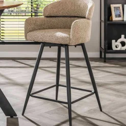 Emob Drehbarer Barhocker Rachida - 50x54x95cm - Bouclé-Stoff