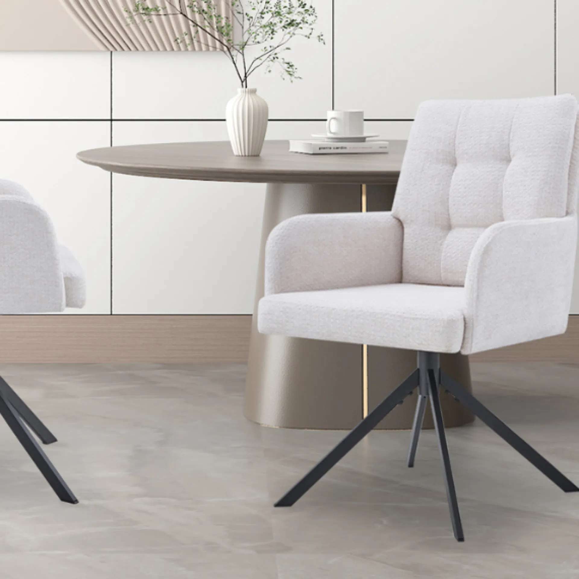 Rousseau Drehstuhl Granada | Metallbeine | ecru