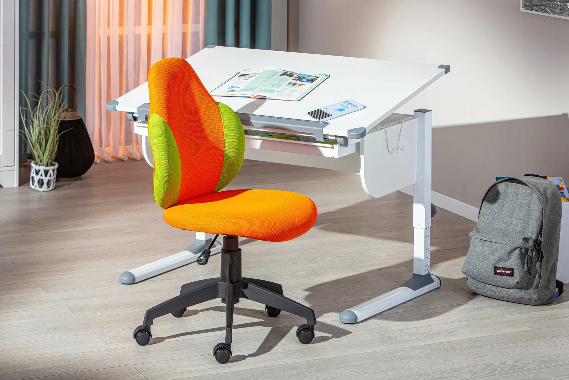 Kinder Interlink Drehstuhl Jessie - orange/grün