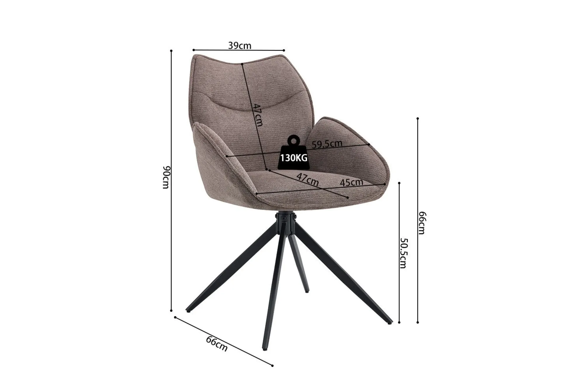 Rousseau Drehstuhl Mahi | 60 x 66 x 90 cm | Pfefferdesign