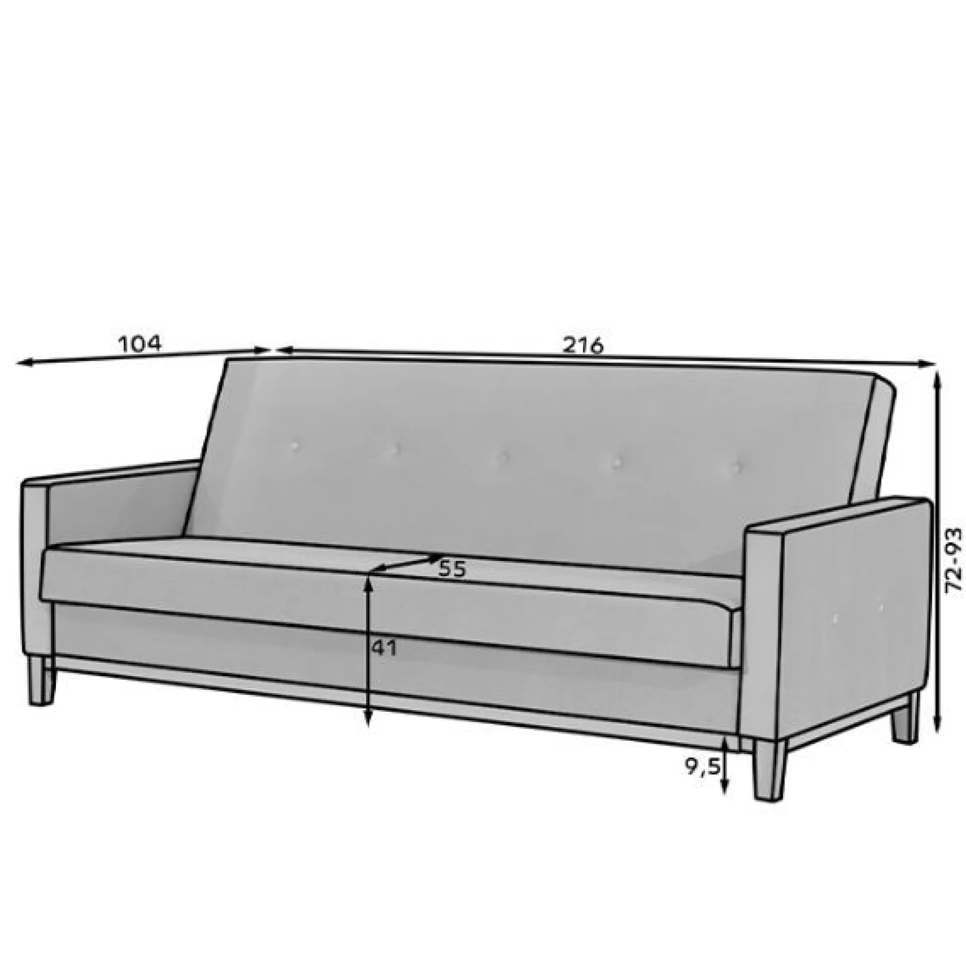Emob Dreisitziger Sessel Hall | 216 x 104 x 93 cm |