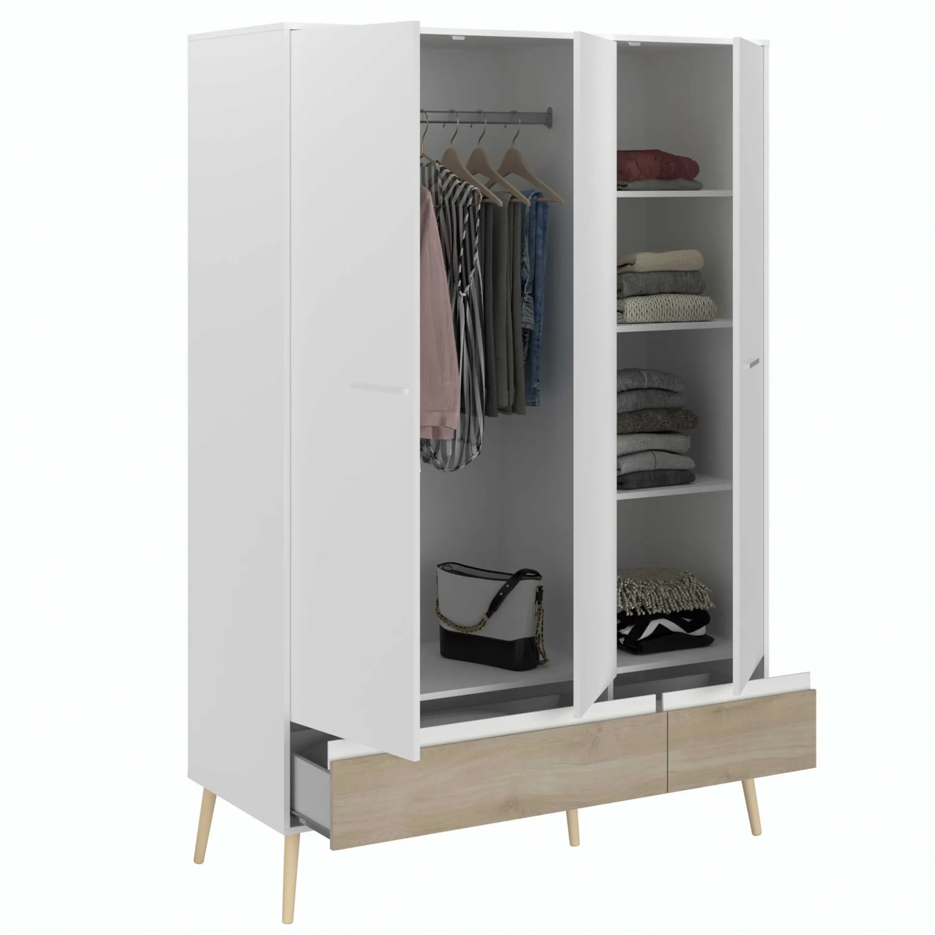 Dresser Hardy 135cm mit 3 Tren - Molke/Eiche