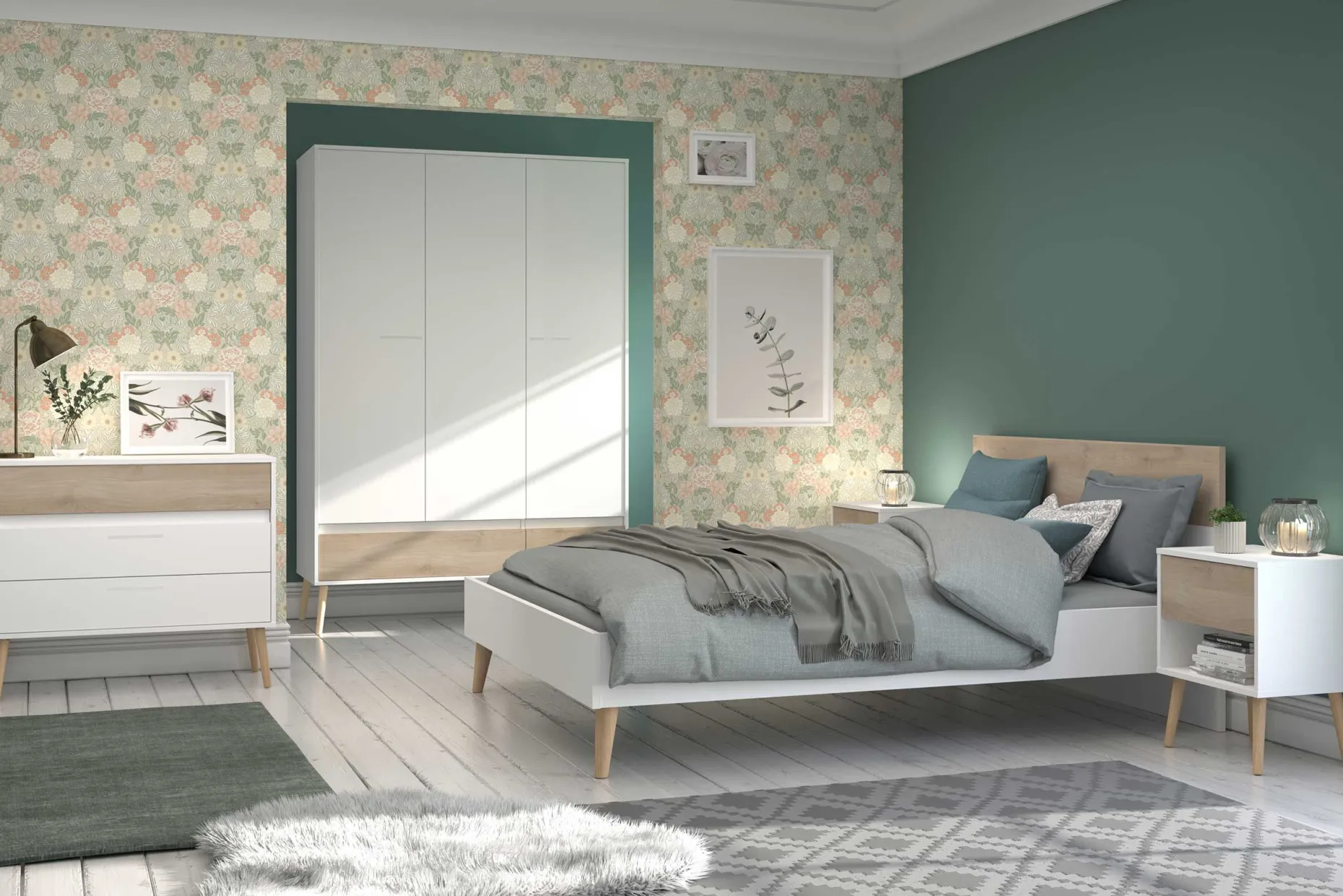Dresser Hardy 135cm mit 3 Tren - Molke/Eiche