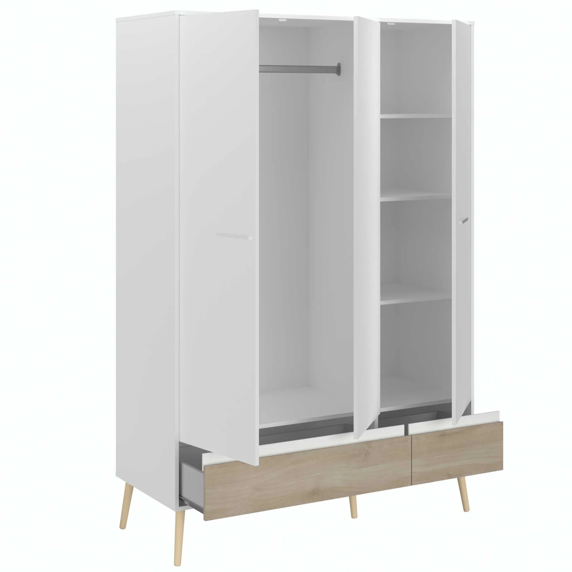 Dresser Hardy 135cm mit 3 Tren - Molke/Eiche