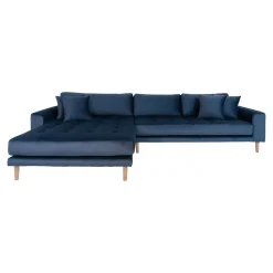House Nordic Dunkeles Lido Lounge Sofa mit Kissen und Holzbeinen